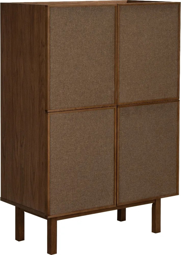 Walnoot Wandkast Met Stoffen Deuren - 80x40x120cm.