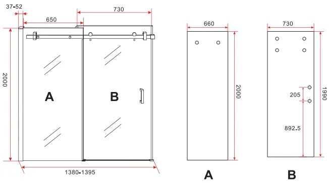 SaniGoods Falcon mat zwarte douchedeur schuifdeur 140x200cm