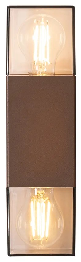 Buiten wandlamp roestbruin met smoke kap 2-lichts IP44 - Denmark