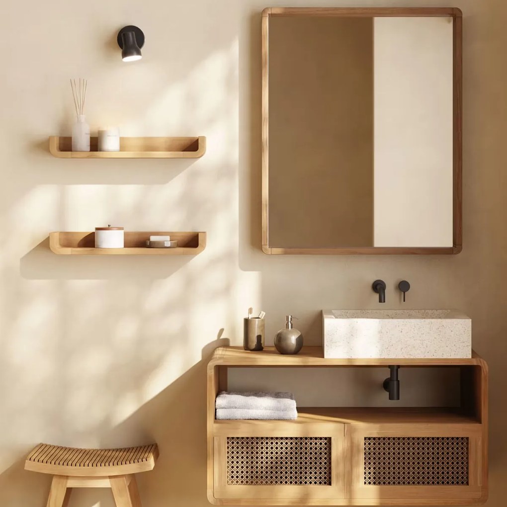 Kave Home Shamel Teak Hout Wandplanken Set Van 2 Naturel - 50x12x5cm.
