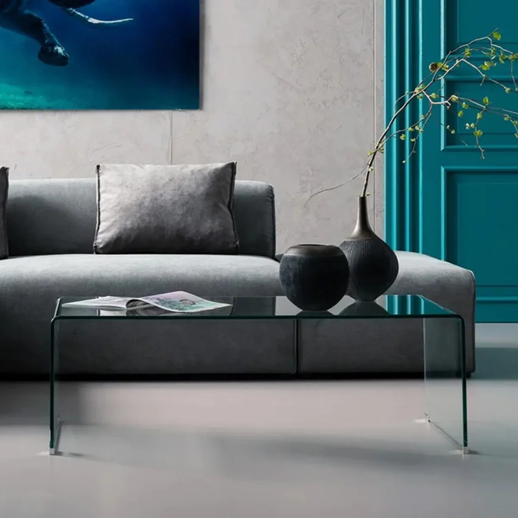 Salontafel Gebogen Glas 120 Cm - 120 X 60cm.