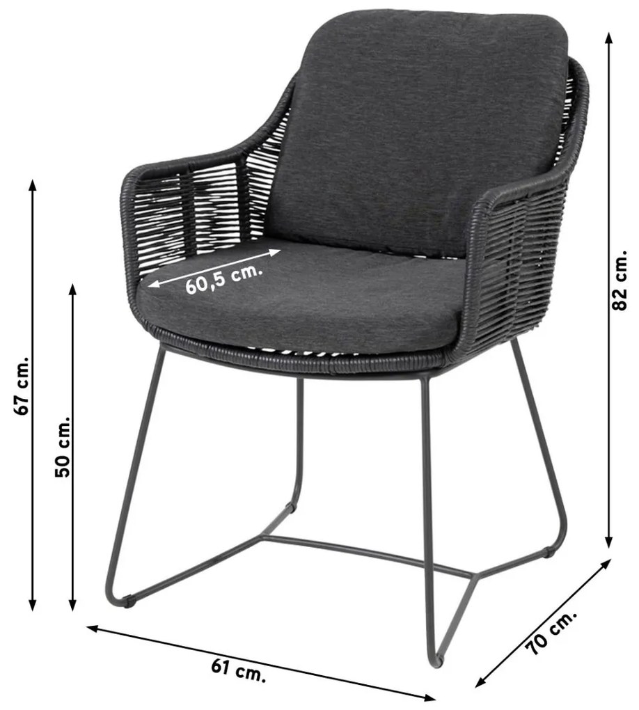 Belmond antraciet/Privada 240x107 - Ovale tuinset - 7-delig