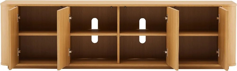 Eiken Tv-meubel Met Ronde Hoeken - 180x40x50cm.
