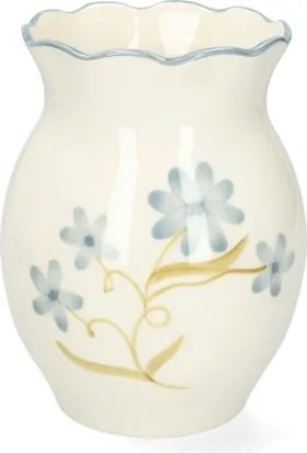 Vaas, steengoed, handbeschilderde zomerbloemen, blauw, Ø12 x 19 cm