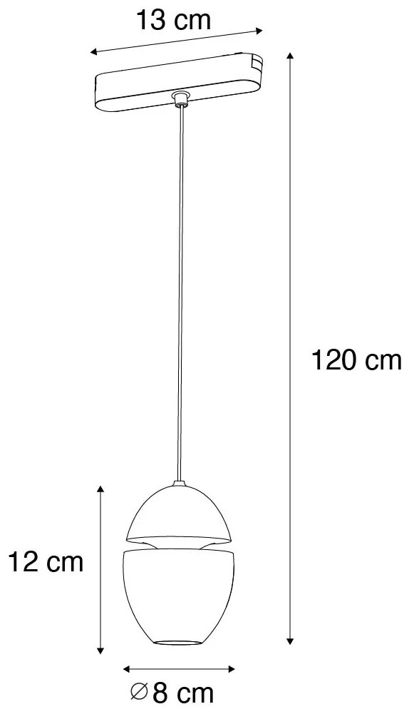 Moderne hanglamp zwart voor railsysteem 1-fase incl. LED - Magnetic Eggy Modern ovaal Binnenverlichting Lamp