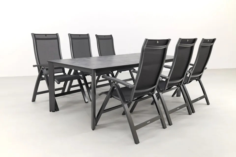 Kettler Altura/Edge verstelbare aluminium tuinset voor 6 personen 220x95 cm. - Antraciet