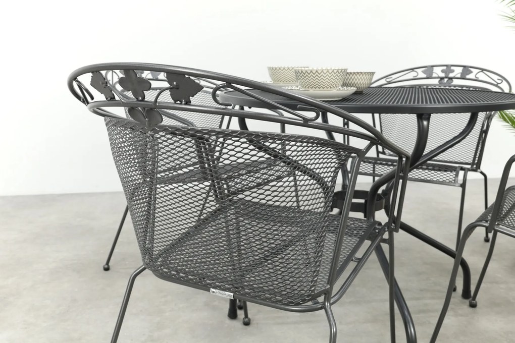 Elegance ronde stapelbare bistroset strekmetaal Ø90 cm. - Antraciet