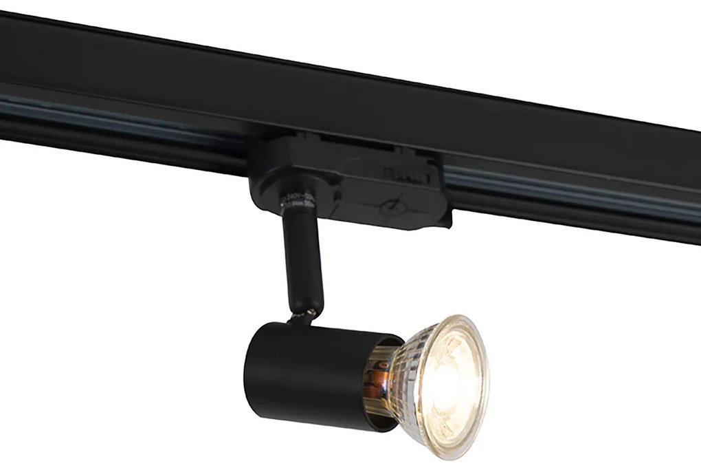 Modern 3-fase railsysteem met 3 Spot / Opbouwspot / Plafondspots zwart links - 3-Phase Jeany Modern GU10 Binnenverlichting Lamp