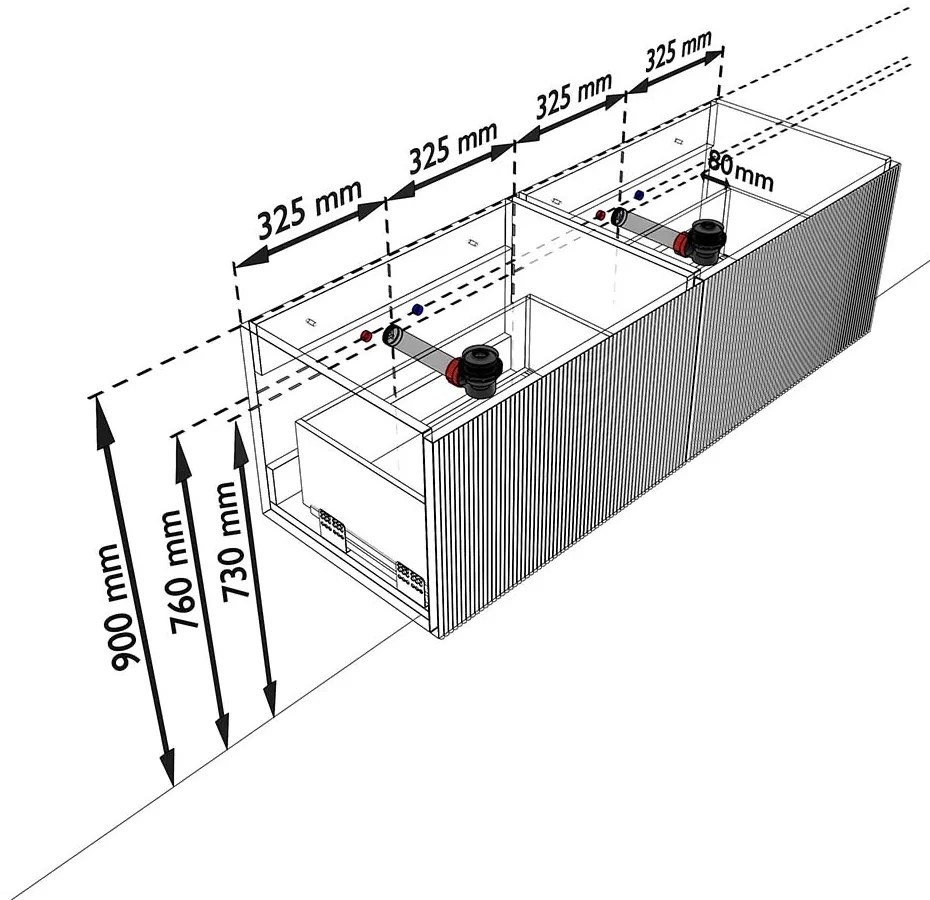 Mondiaz Kurve-dlux 130cm badmeubel shadow met 2 lades en wastafel leaf dubbel 2 kraangaten glace