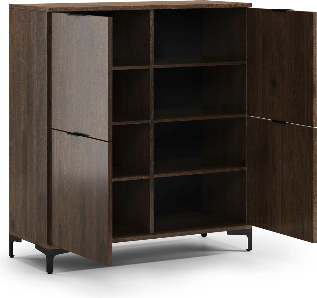 Kast LANA 02 Elegant walnoot - STAANDE 4-DEURS KAST