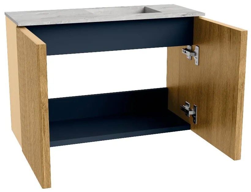 Mondiaz Joya DLux 60cm toiletmeubel oak met wastafel faye rechts 1 kraangat glace