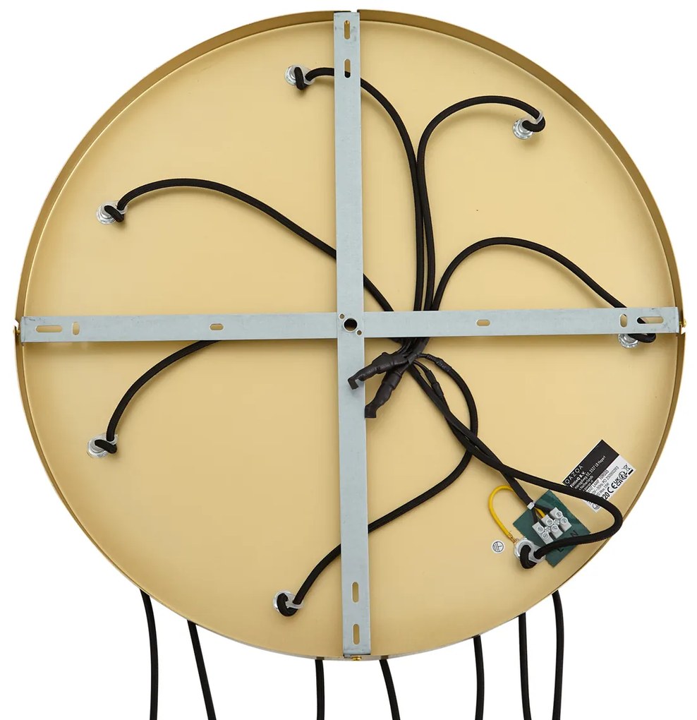 Hotel Chique hanglamp messing met wit glas rond 7-lichts - Misty