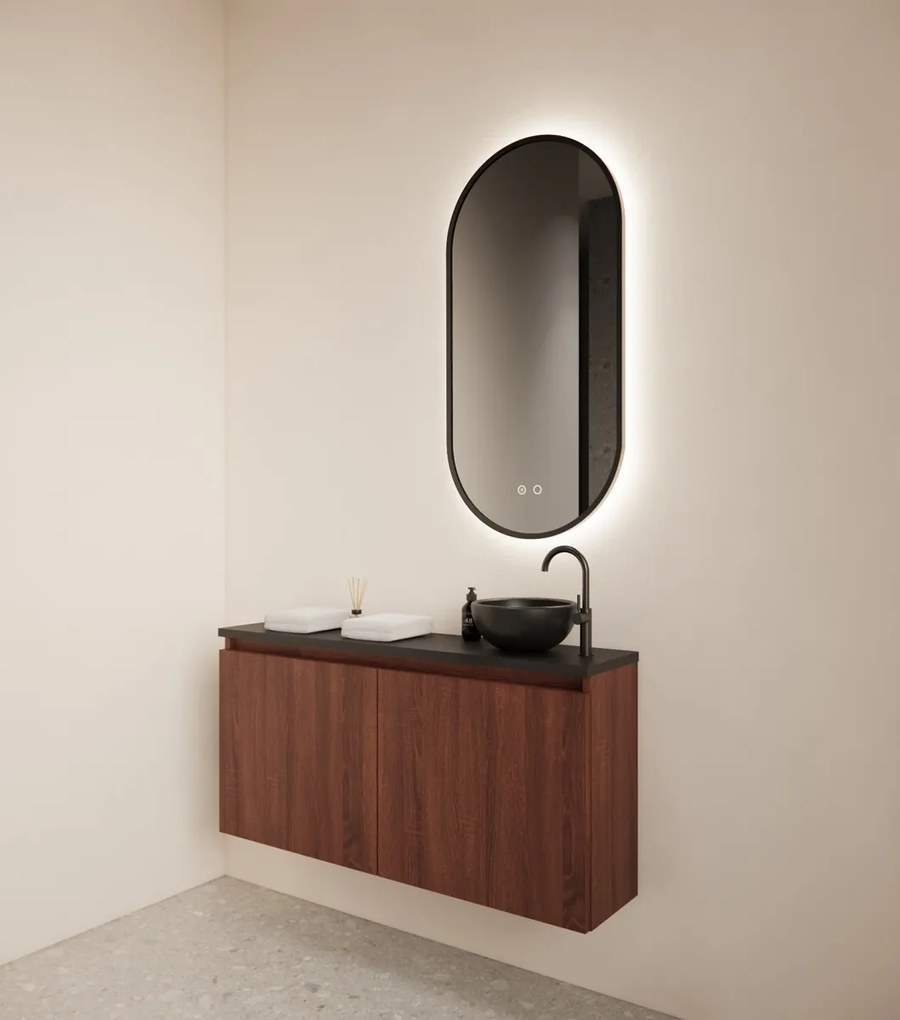 Gliss Design Echo toiletmeubel 100cm choco eiken met toppaneel zwart mat