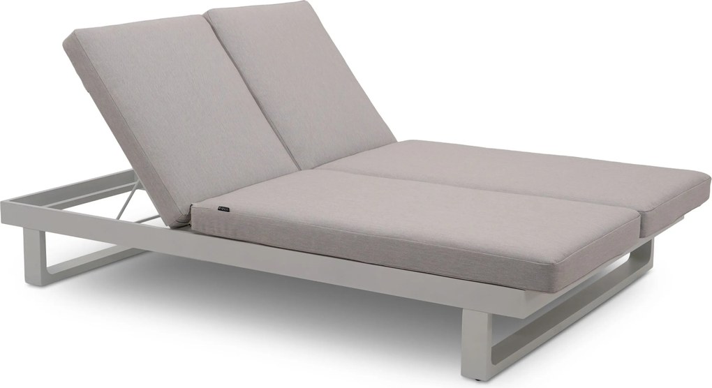 Lifestyle Garden Furniture Massimo Ligbed Met Kussen Wit/soft Grey Aluminium Wit