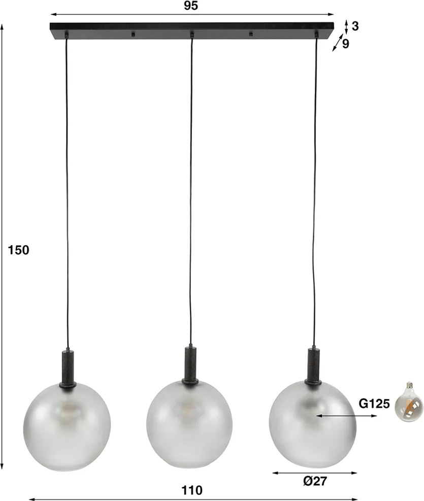Trio Matglazen Hanglamp