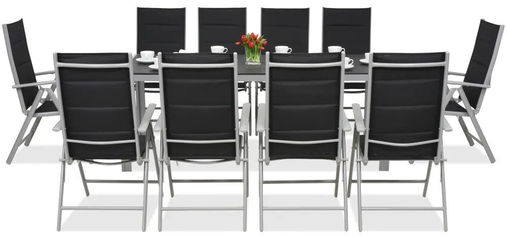 Garden Point aluminium tuinmeubelen met grote Polywood Verona tafel voor 10 personen