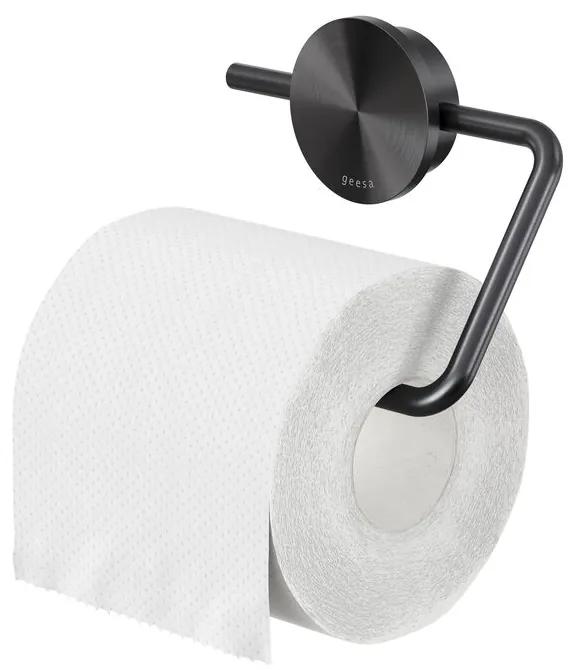 Geesa Opal toiletrolhouder zonder klep zwart metaal geborsteld