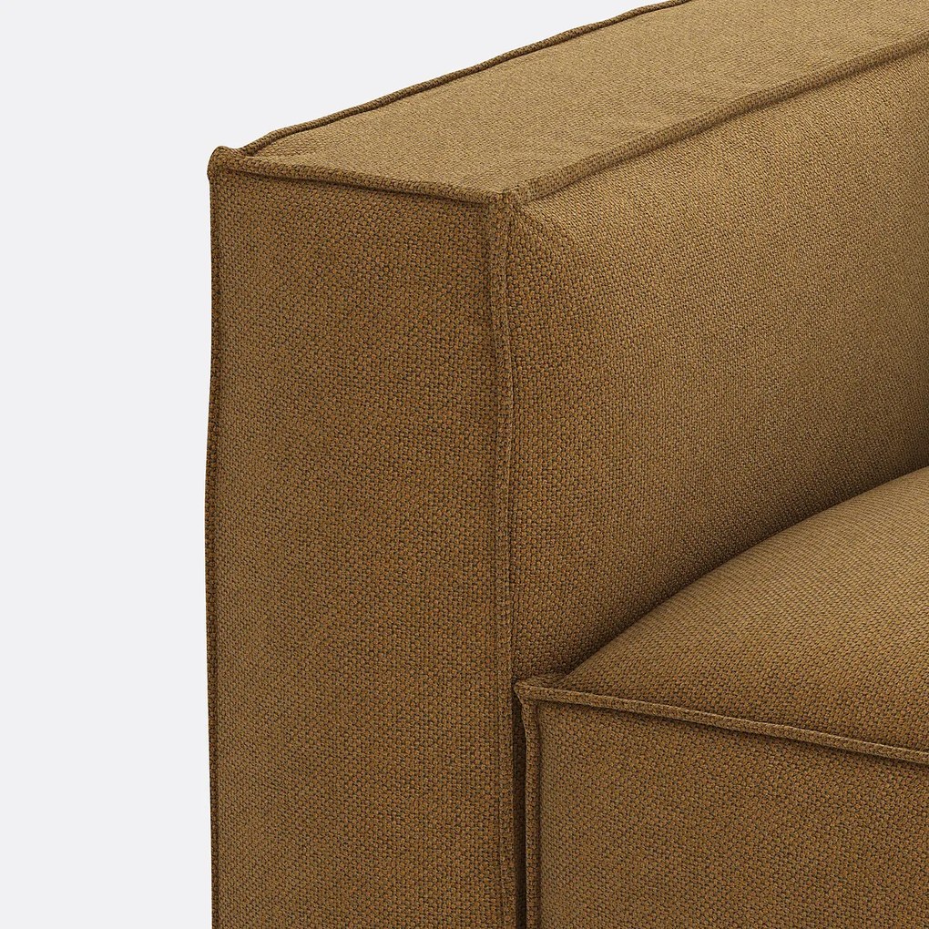 Modulaire bank, 3-zit en poef, in gestructureerde stof, Seven