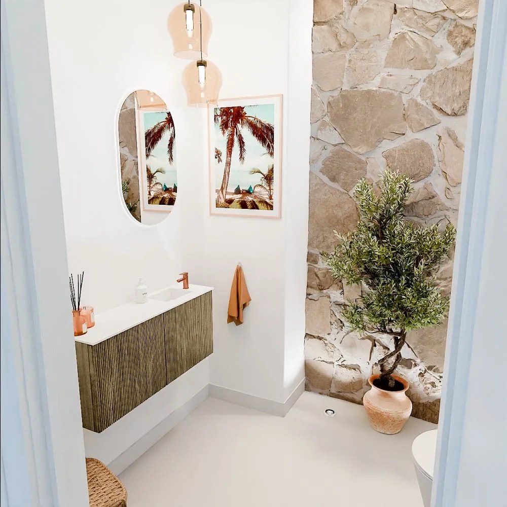 Mondiaz Joya 90cm toiletmeubel dusk met wastafel faye rechts 1 kraangat talc