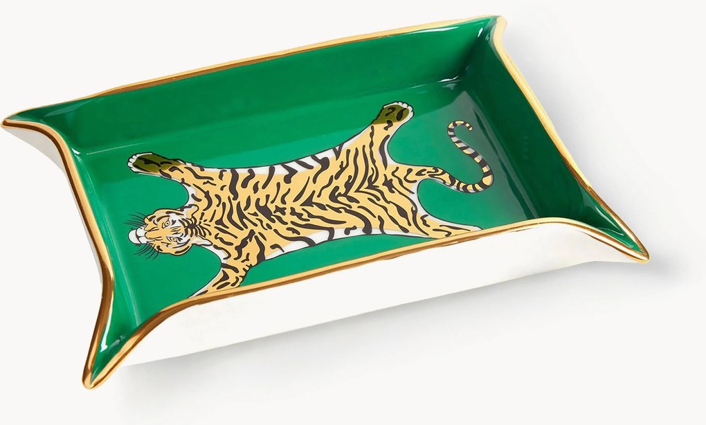 Porseleinen sierblad Tiger met goud