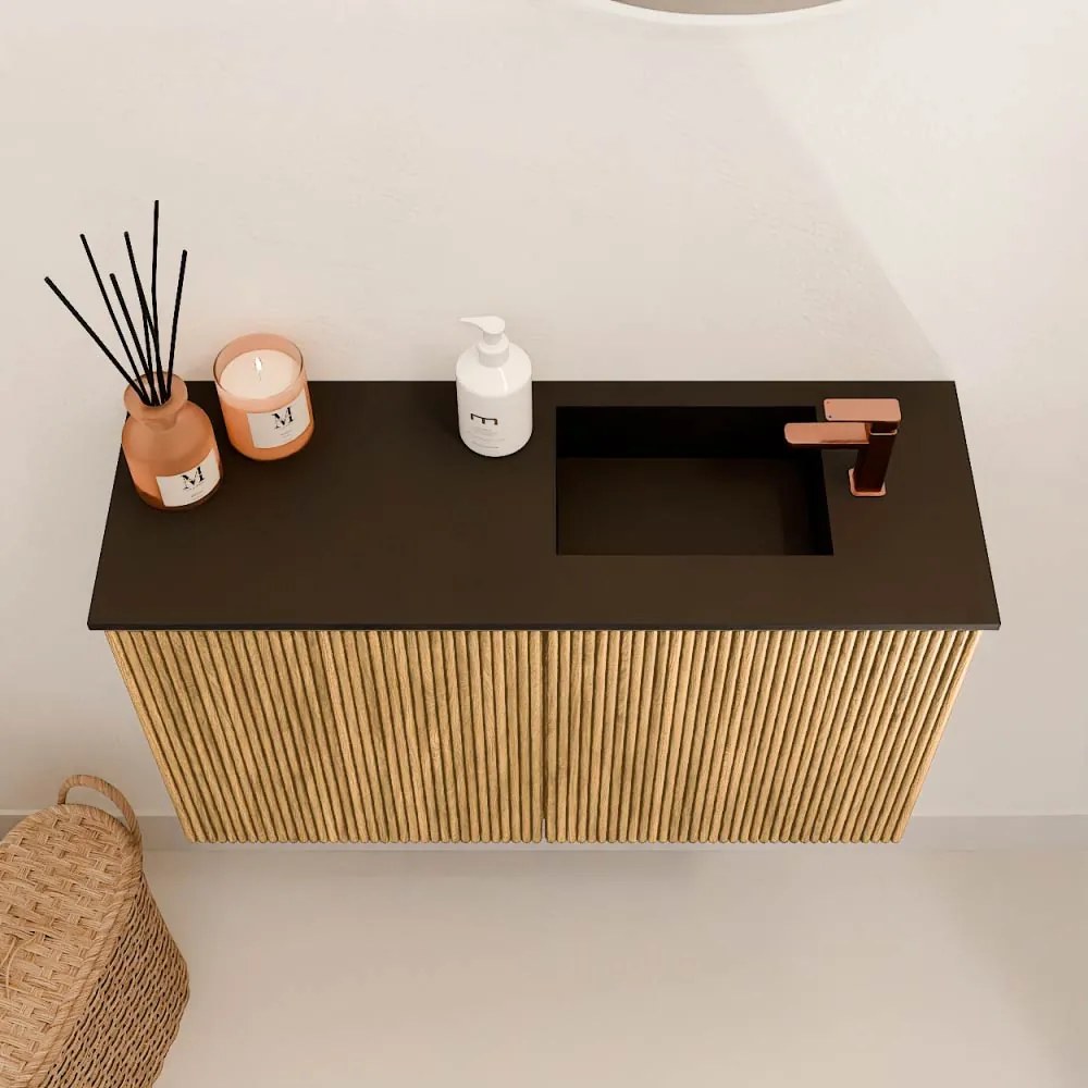 Mondiaz Joya 70cm toiletmeubel oak met wastafel faye rechts 1 kraangat urban
