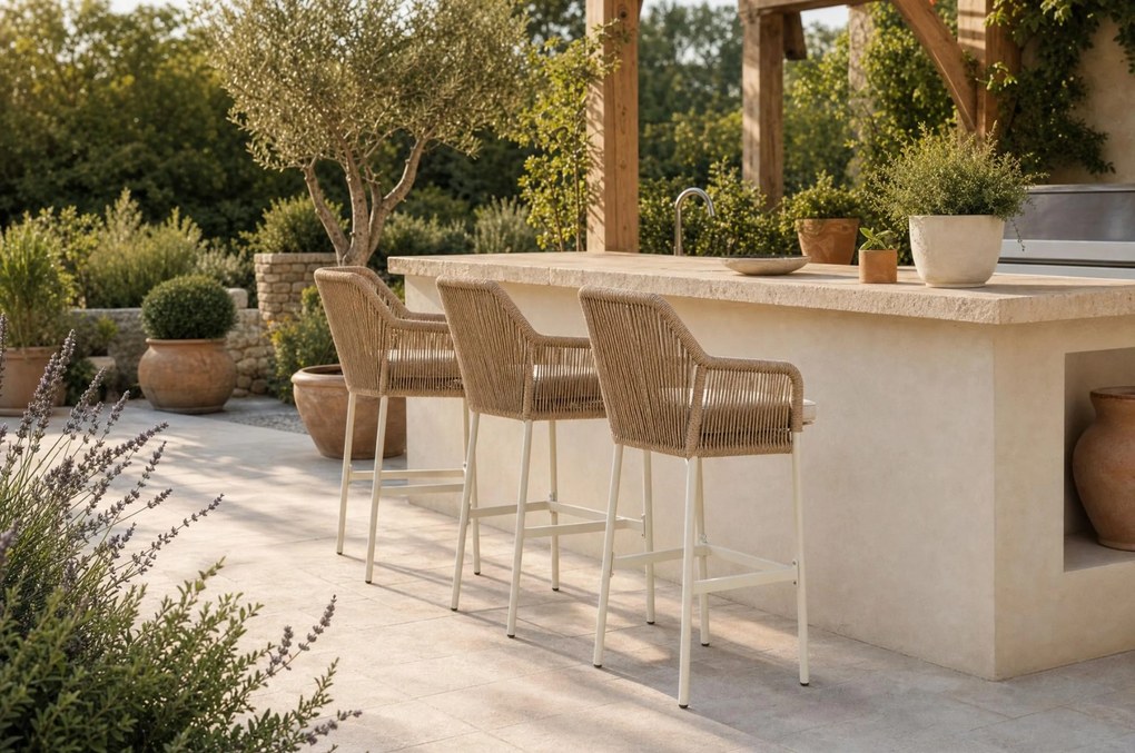 Barstoel Aluminium/rope Taupe-naturel-bruin De Laan Marbella