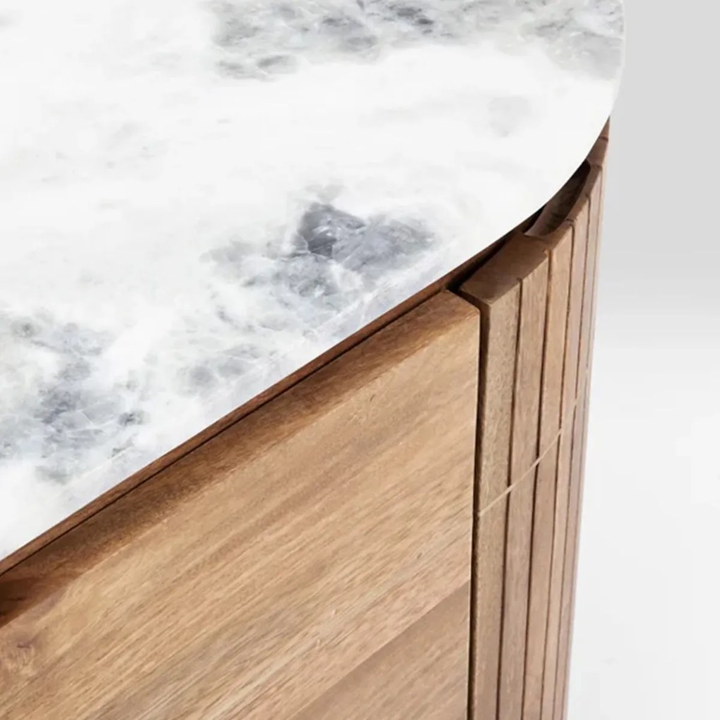Dressoir Mangohout En Marmer - 160x45x78cm.