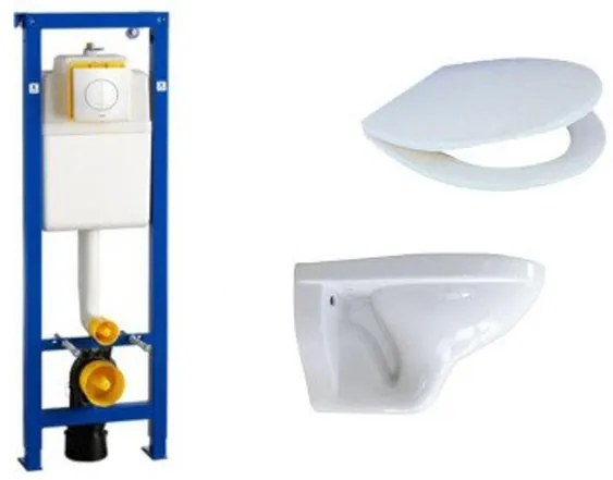 Adema Classico toiletset bestaande uit inbouwreservoir en toiletpot basic toiletzitting en bedieningsplaat wit 0704406/4345100/0261520/