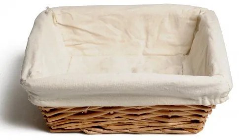 Mandje met voering, gebroken wit, 24 x 24 x 8 cm