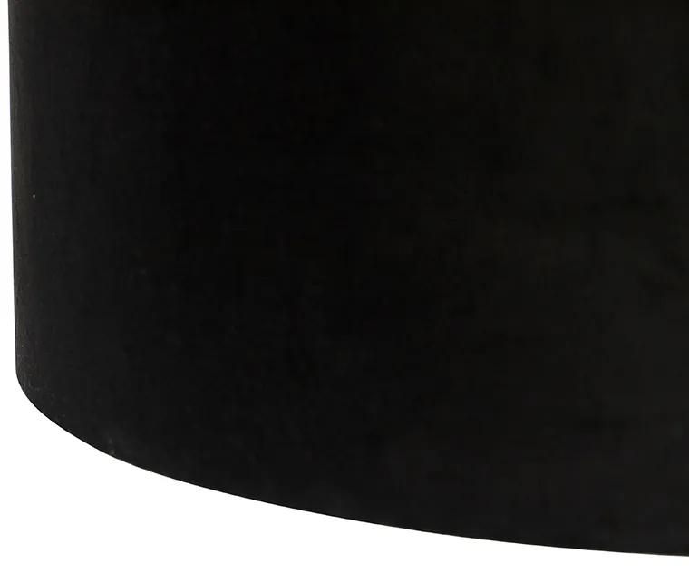 Stoffen Eettafel / Eetkamer Hanglamp zwart met velours kappen zwart met goud 35 cm 2-lichts - Blitz Modern E27 cilinder / rond rond Binnenverlichting Lamp