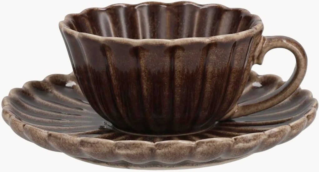 Koffiekopjes Lotus met schoteltjes, 6-delig