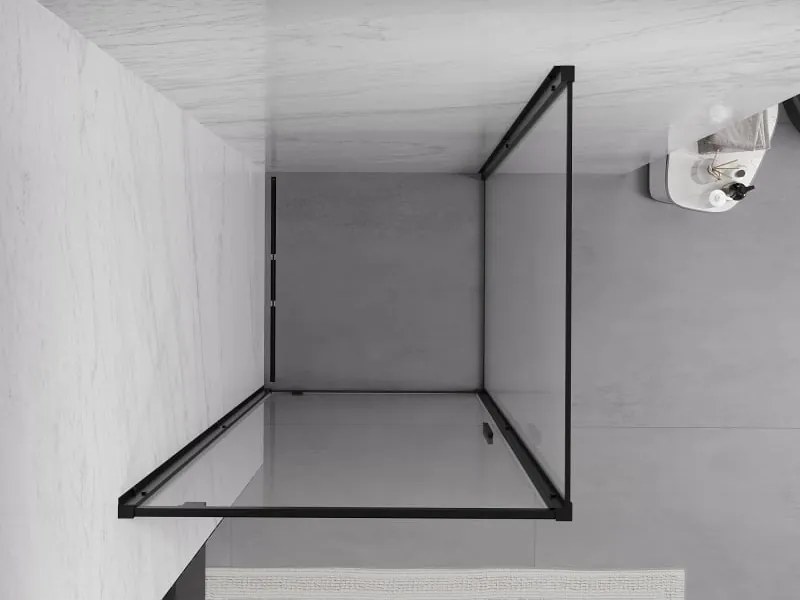 Mexen Exo draaibare douchecabine 90 x 90 cm, transparant, zwart - 8181-090-090-70-00
