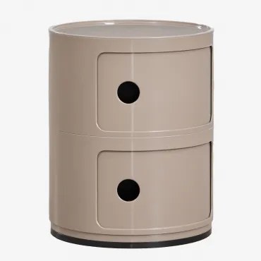 Ronde Nachtkastje Ø30 Cm Met Planken Babel Moka Bruin & 2 Lades - Sklum