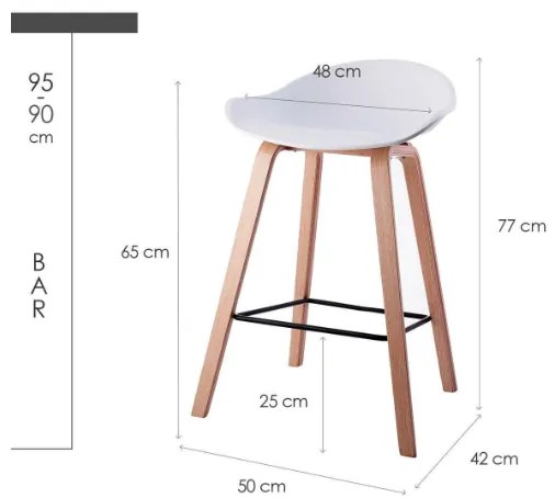 House of Rebels Barkruk - Romeo - 65 cm - Wit - Hout - House of Rebels
