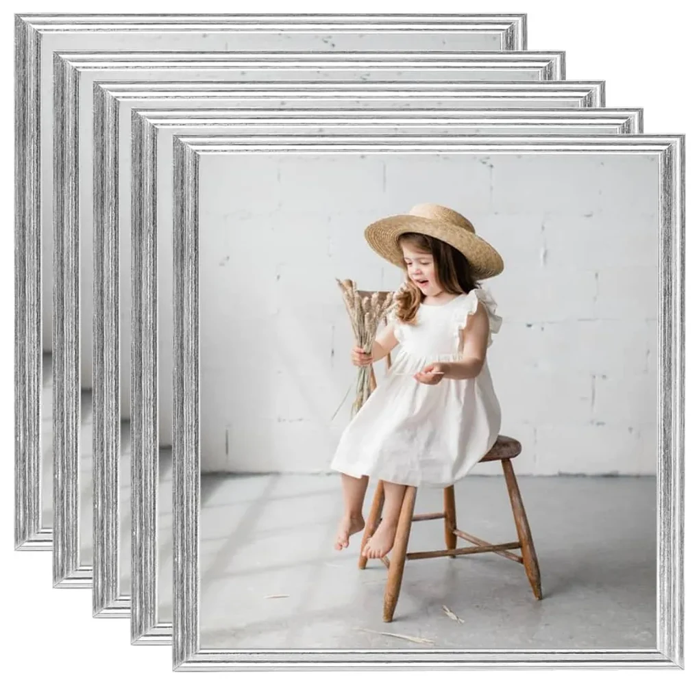 vidaXL Fotolijsten 5 st voor wand 40x40cm MDF zilverkleurig