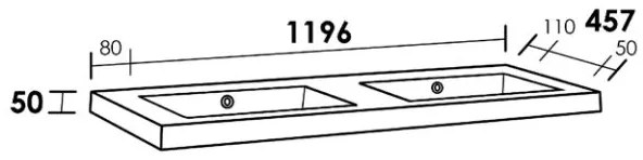 Sanituba Foggia dubbele wastafel mineraalmarmer zonder kraangaten 120cm mat