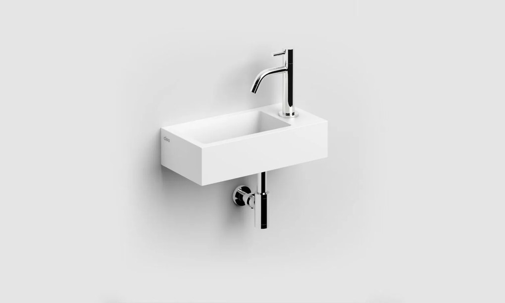 Clou Flush 3 fontein solid surface 36cm rechts wit mat