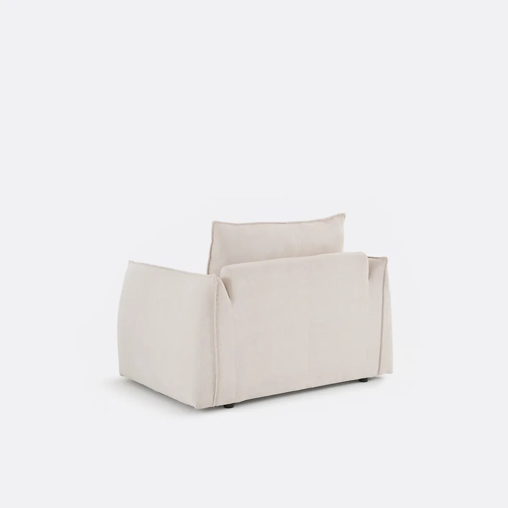 Rechte, uitklapbare fauteuil, 1-zits, van fijn geribd fluweel, TIKI
