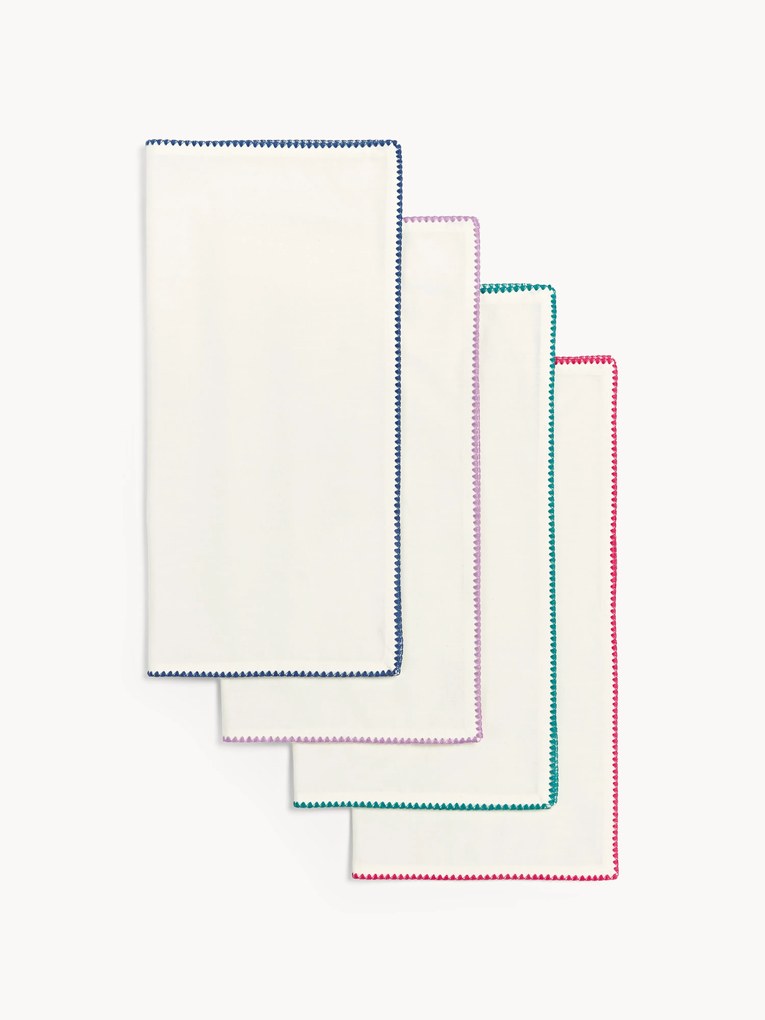 Handgemaakte stoffen servetten Zigzag, 4-delig