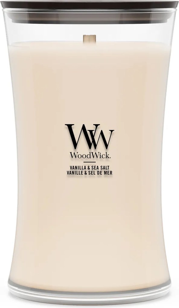 WoodWick geurkaars - Large Hourglass - Vanilla &amp; Sea Salt