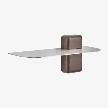 Serbian Roestvrijstalen Wandplank ↔︎ 45 Cm & Donker Handvat Hout - Sklum