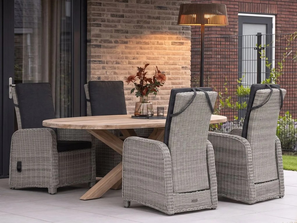 Verstelbare tuinstoel | Intenso Umbria | Wicker (vlechtwerk) | Grijs | Kees Smit Tuinmeubelen