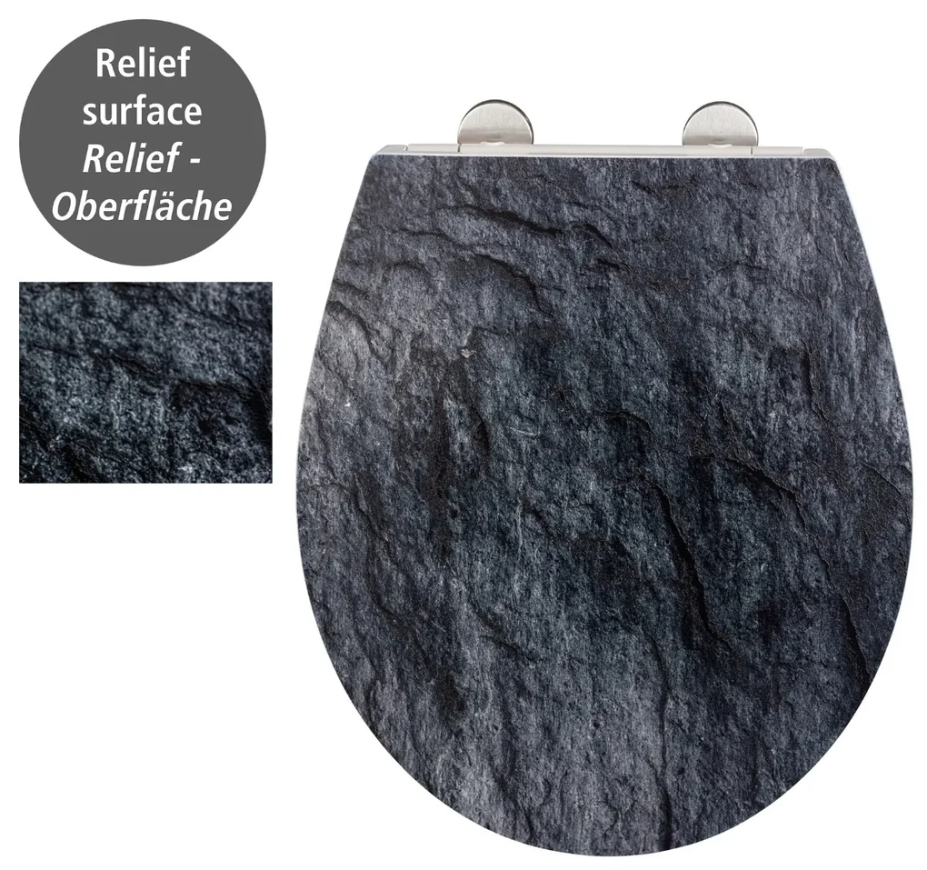 Wenko Embossed softclose toiletzitting Slate Rock