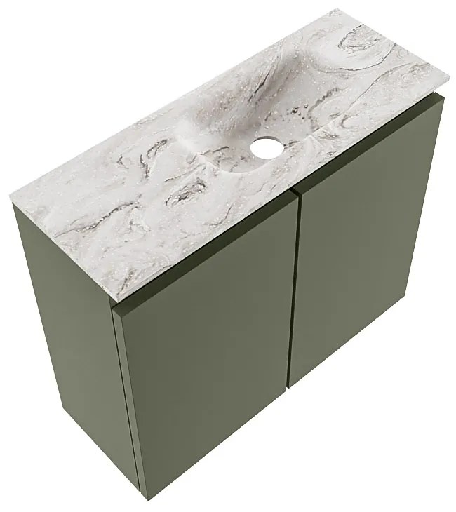 Mondiaz Ture DLux toiletmeubel 60cm army met wastafel glace rechts zonder kraangat