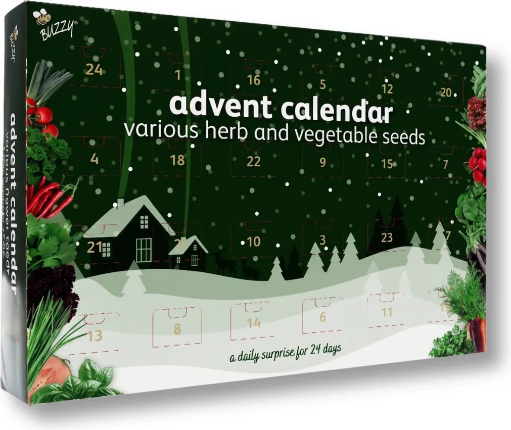 Buzzy seeds adventskalender met 24 zakjes groente- en kruidenzaden!