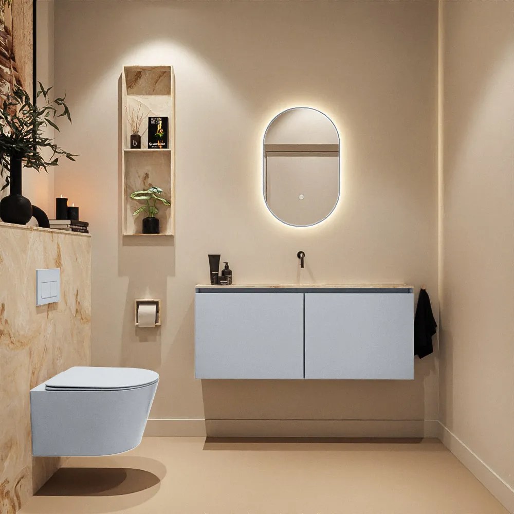 Mondiaz Ture DLux toiletmeubel 120cm clay met wastafel frappe midden zonder kraangat