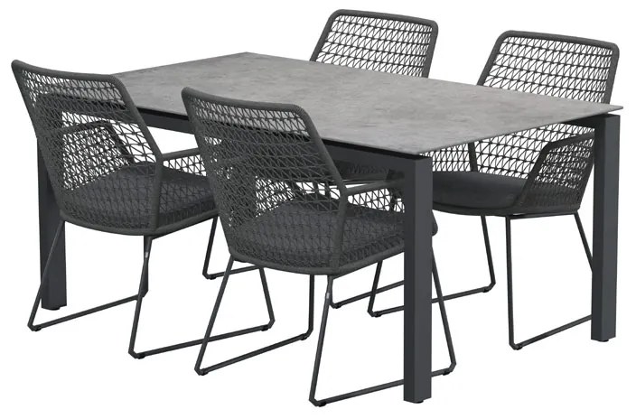 4 Seasons Outdoor Babilonia eetset met Belair teak tafel 240 cm  Tuinset    houtkleur weerbestendig