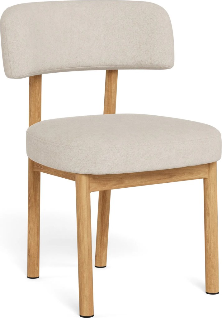 Mazzoni TORAY Beige (stof Apia 453)/eiken naturel onderstel - GESTOFFEERDE EETKAMERSTOEL VOOR KEUKEN/EETKAMER