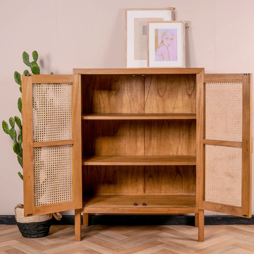 Houten Kastje Met Webbing - 90x40x120cm.