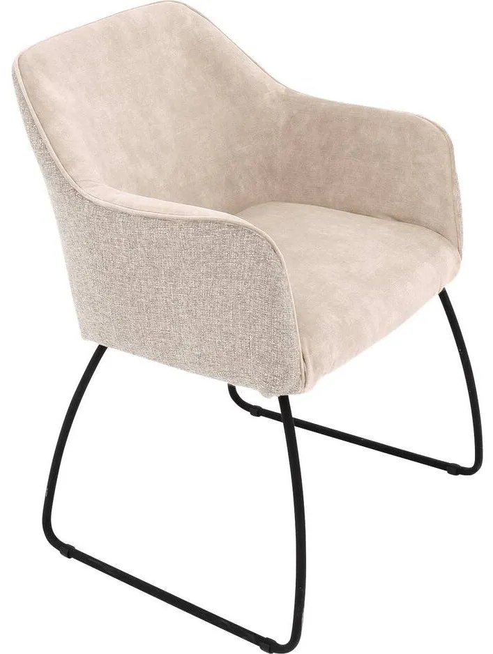 Goossens Eetkamerstoel Lisbet beige stof met armleuning, elegant chic